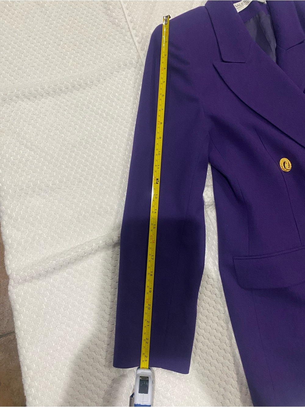 Valerie Stevens Purple Double-Breasted Blazerwith Gold Buttons and Skirt Suit - Picture 7 of 10